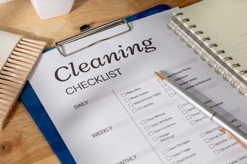 weekly cleaning schedule checklist organized for home maintenance tasks